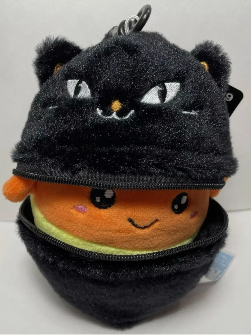 NEW!! Mini Halloween Candy Corn Plush In Black Cat Costume Keychain (NWT)